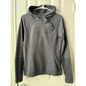 Lululemon Fleece Black Women’s Hoodie Asymmetrical Neckline Textured Sleeves 6